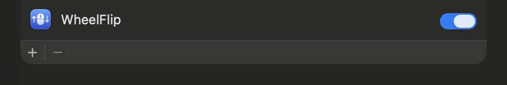 The Accessibility list in System Settings with the WheelFlip switch turned on.